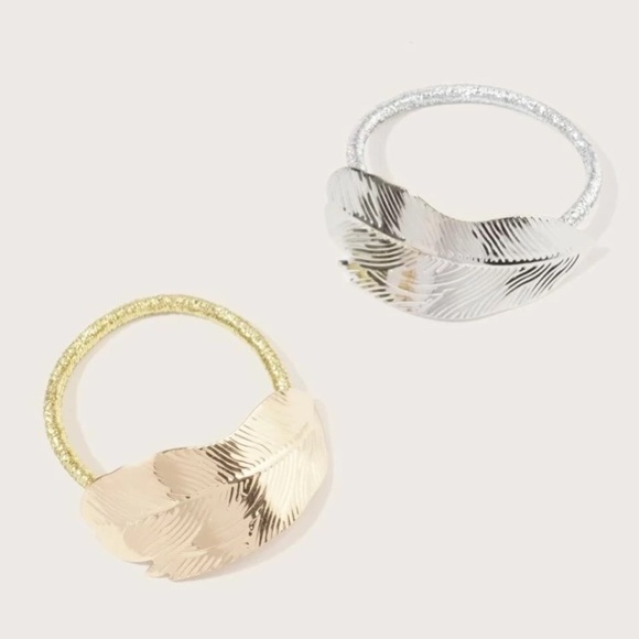 🪶 Awesome Metallic Metal Boho Feather Hair Tie In Gold Or Silver 🪶 - Picture 8 of 8